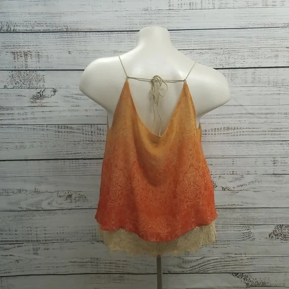 Cato Orange Ombre Lace Trim With Keyhole detail In The Back Top 22/24W - Picture 3 of 10